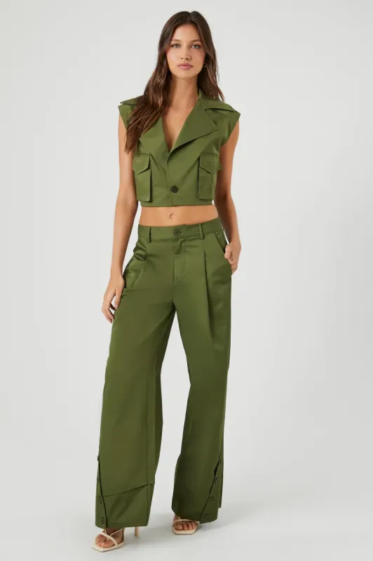 Button Hem Wide Leg Pant sold by Urban Planet