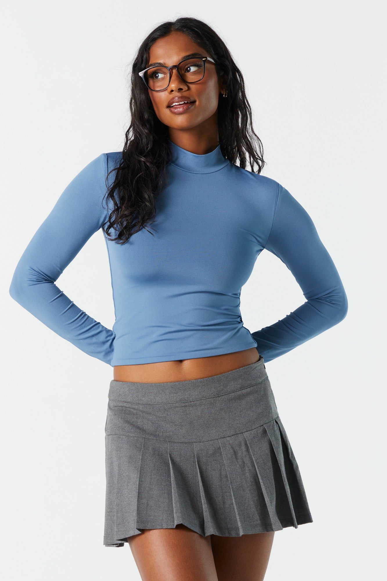 Contour Mock Neck Long Sleeve Top sold by Urban Planet