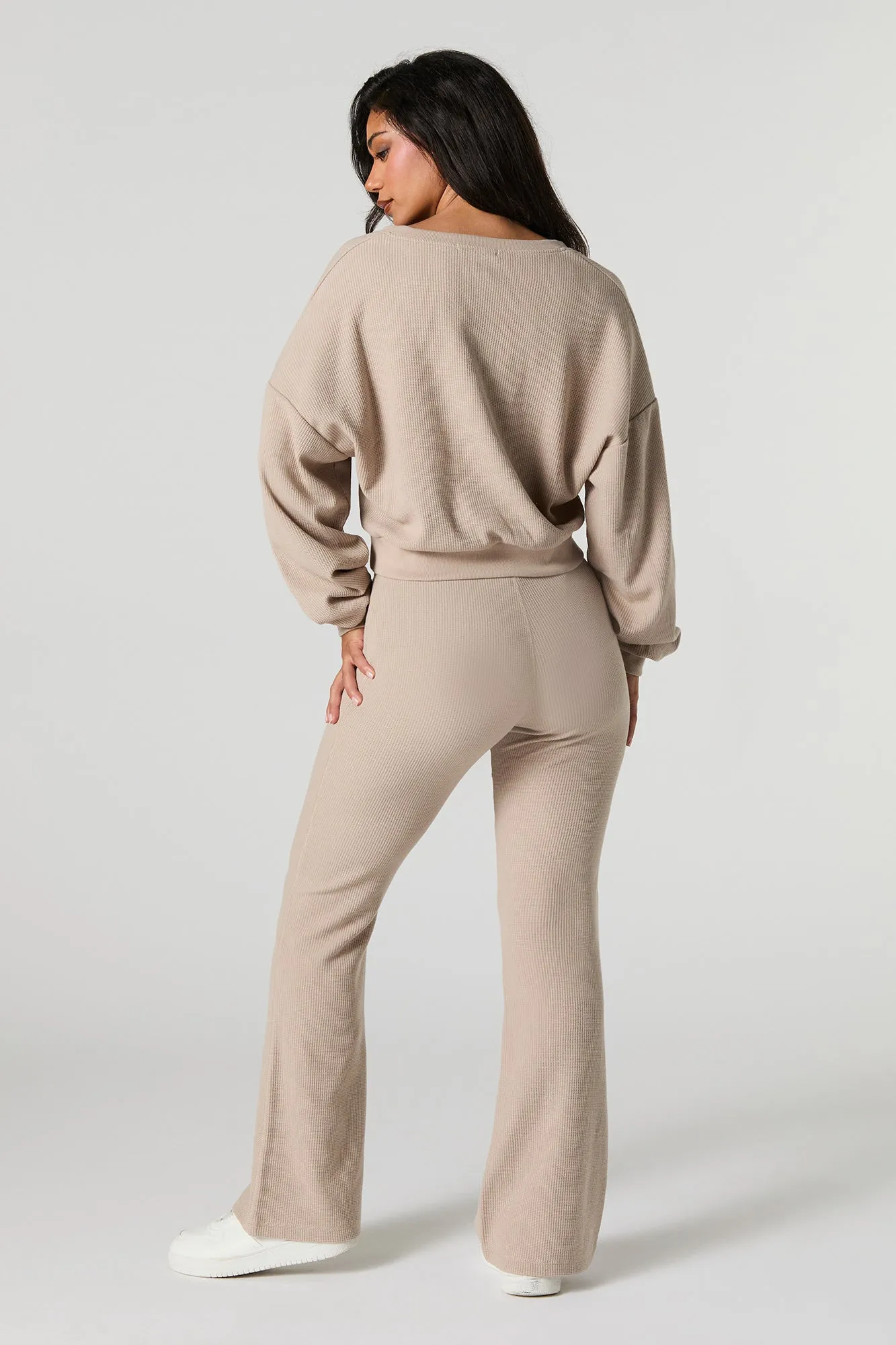 Waffle Knit Flare Leg Pant sold by Urban Planet product image thumbnail 3