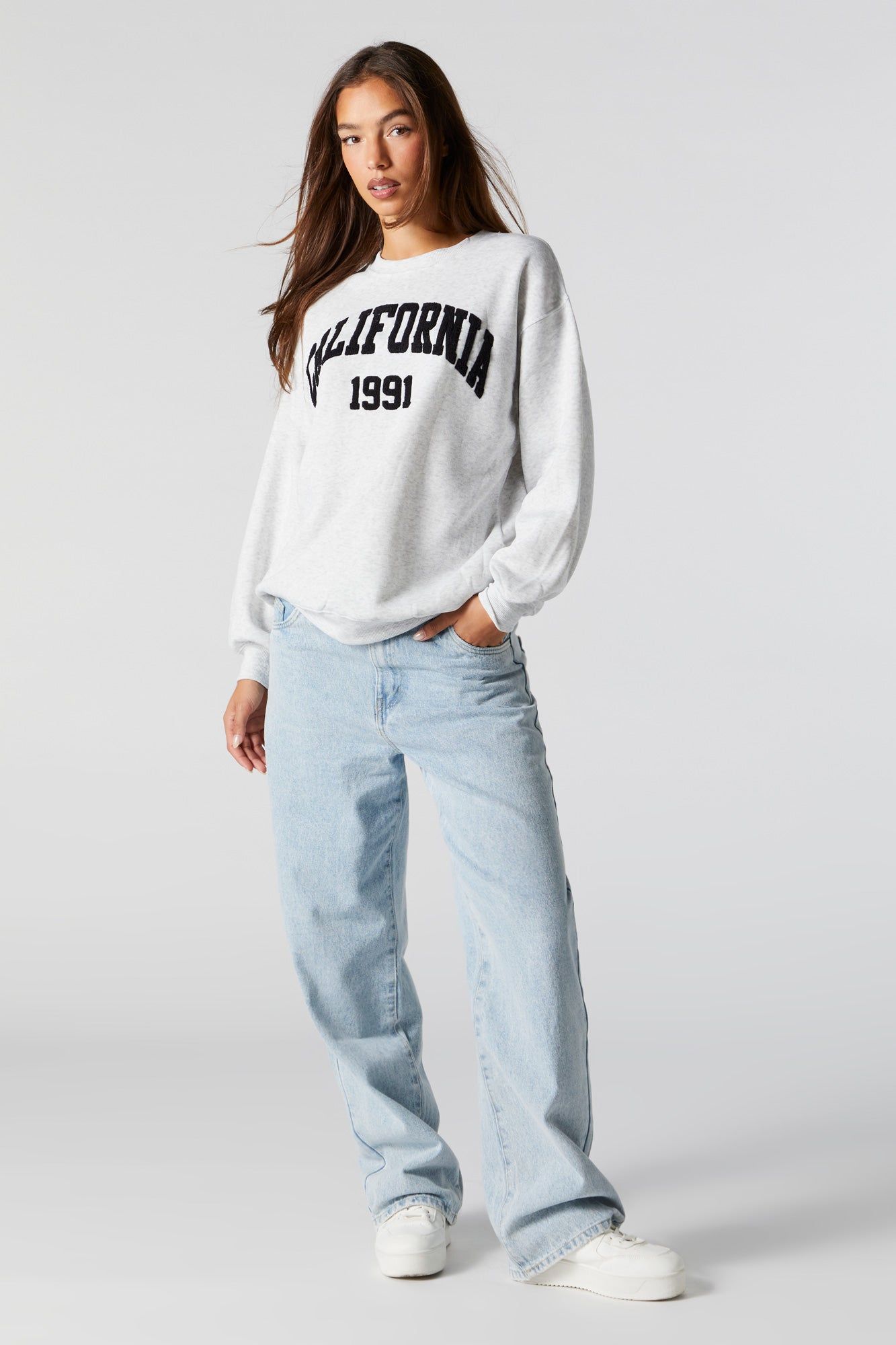 Chenille Embroidered California Fleece Sweatshirt sold by Urban Planet product image thumbnail 3