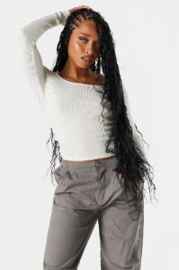 Ribbed Square Neck Long Sleeve Top sold by Urban Planet