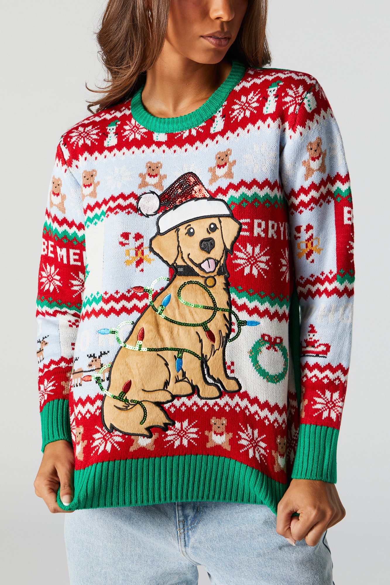 Sequin Puppy Xmas Sweater sold by Urban Planet product image thumbnail 2