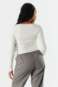 Ribbed Square Neck Long Sleeve Top sold by Urban Planet