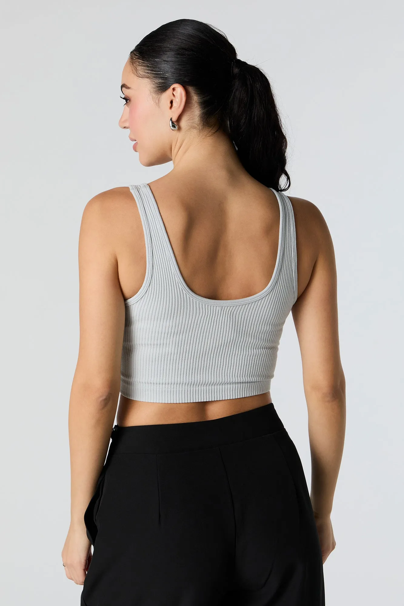 Seamless Ribbed V-Neck Cropped Tank sold by Urban Planet product image thumbnail 2