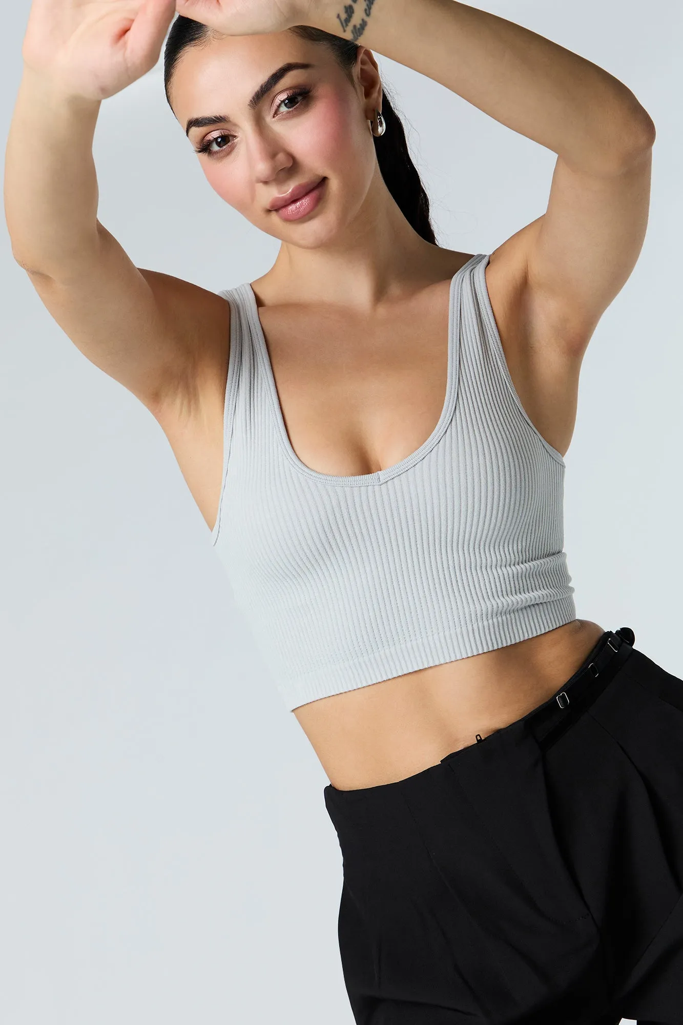 Seamless Ribbed V-Neck Cropped Tank sold by Urban Planet