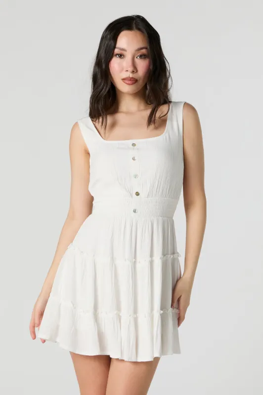 Buttoned Tiered Mini Dress sold by Urban Planet