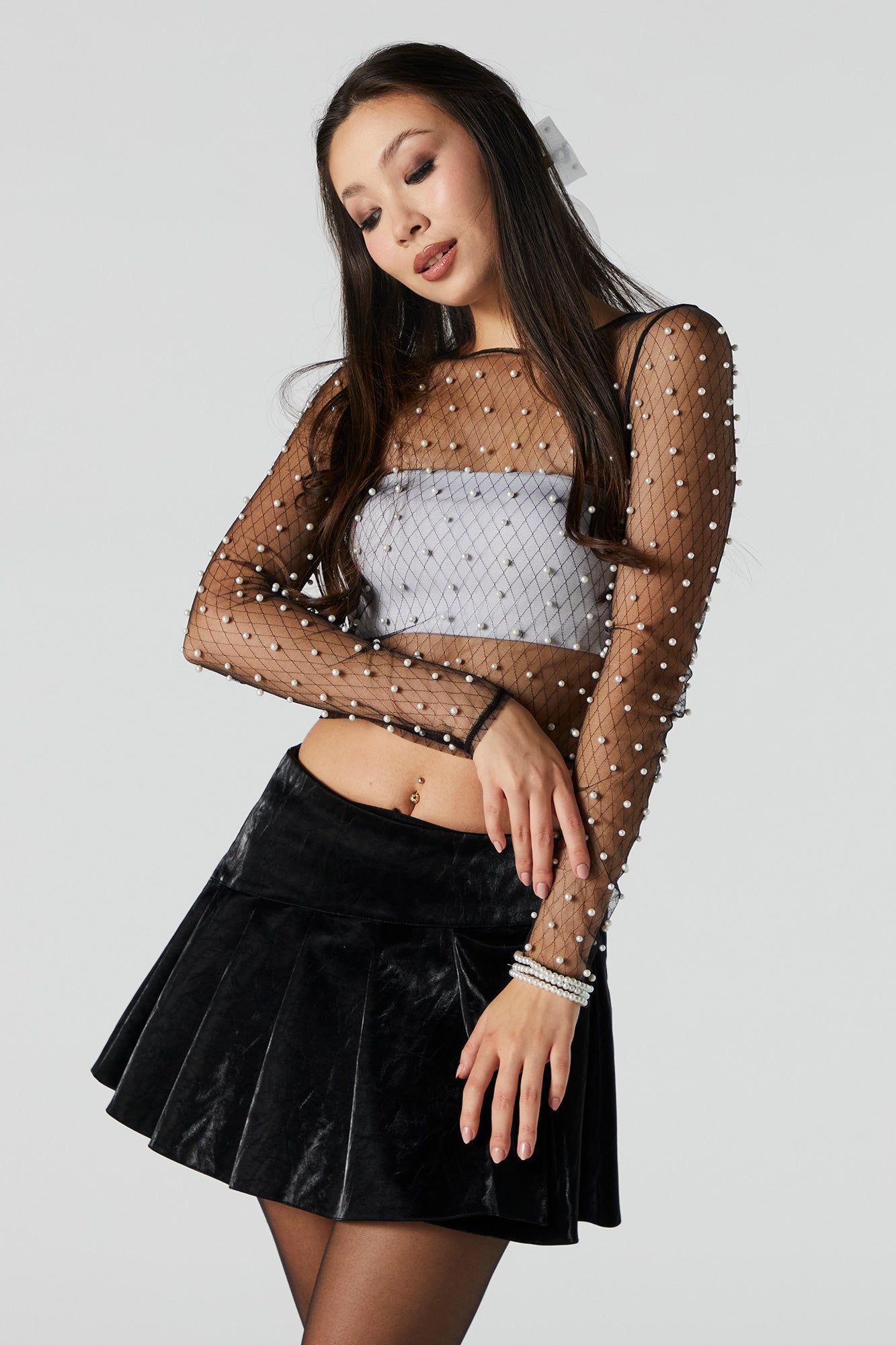 Mesh Pearl Long Sleeve Top sold by Urban Planet product image thumbnail 2