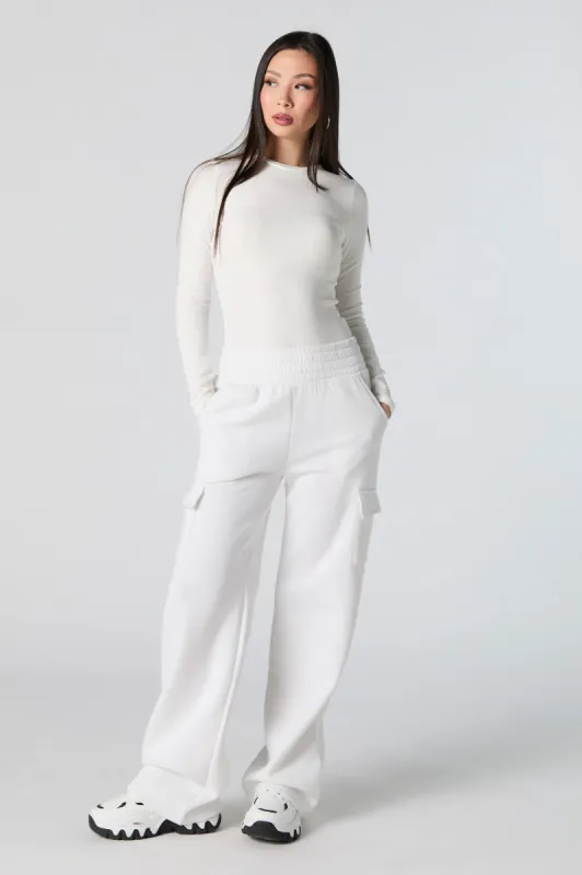 Fleece Wide Leg Cargo Sweatpant sold by Urban Planet