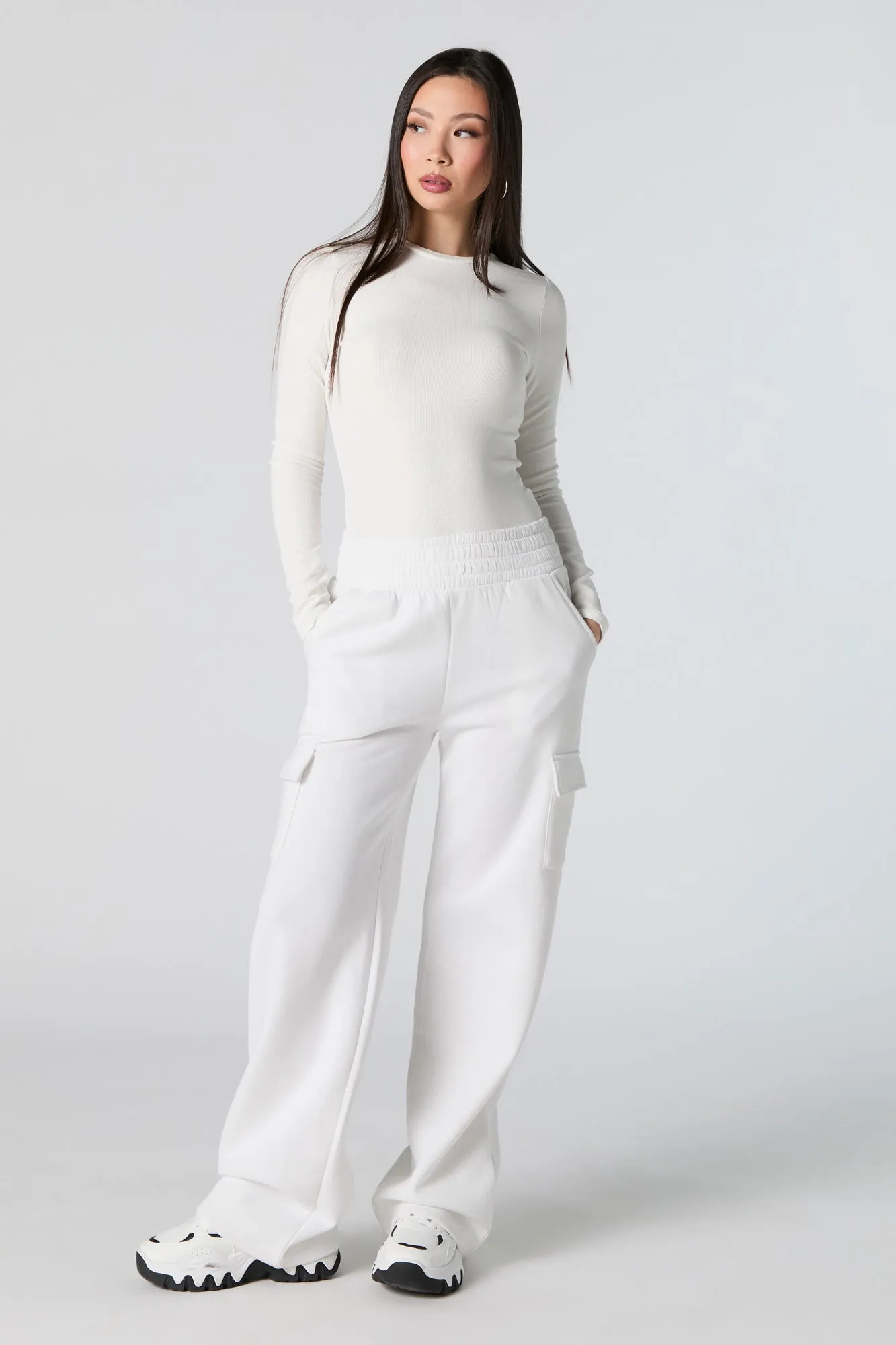 Fleece Wide Leg Cargo Sweatpant sold by Urban Planet