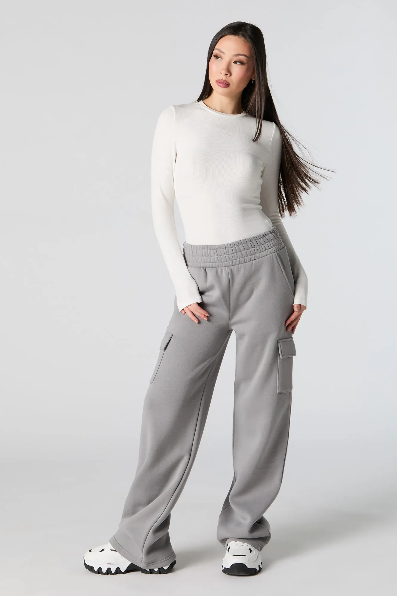 Fleece Wide Leg Cargo Sweatpant sold by Urban Planet product image thumbnail 4