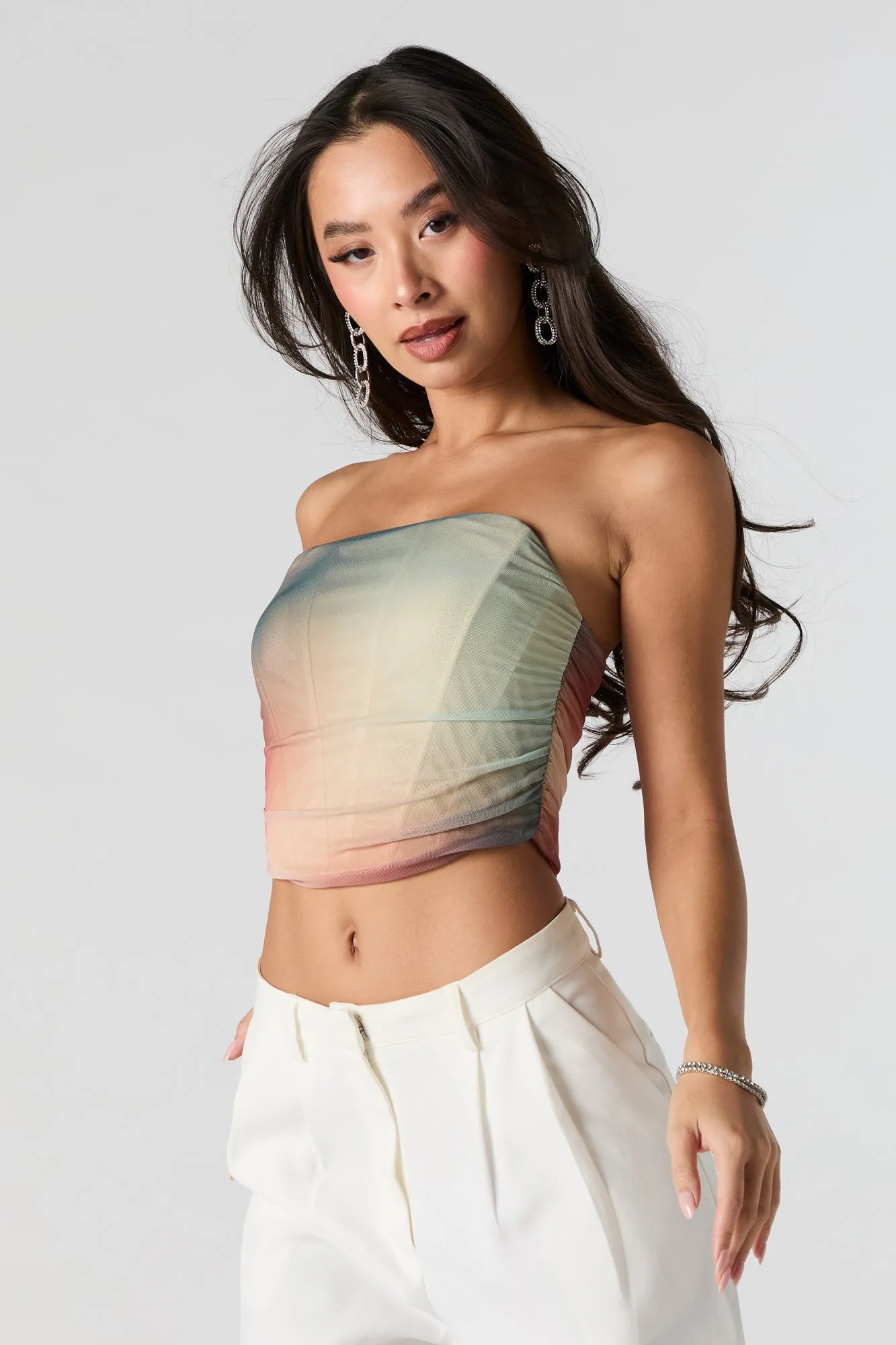 Coloured Mesh Corset Top sold by Urban Planet