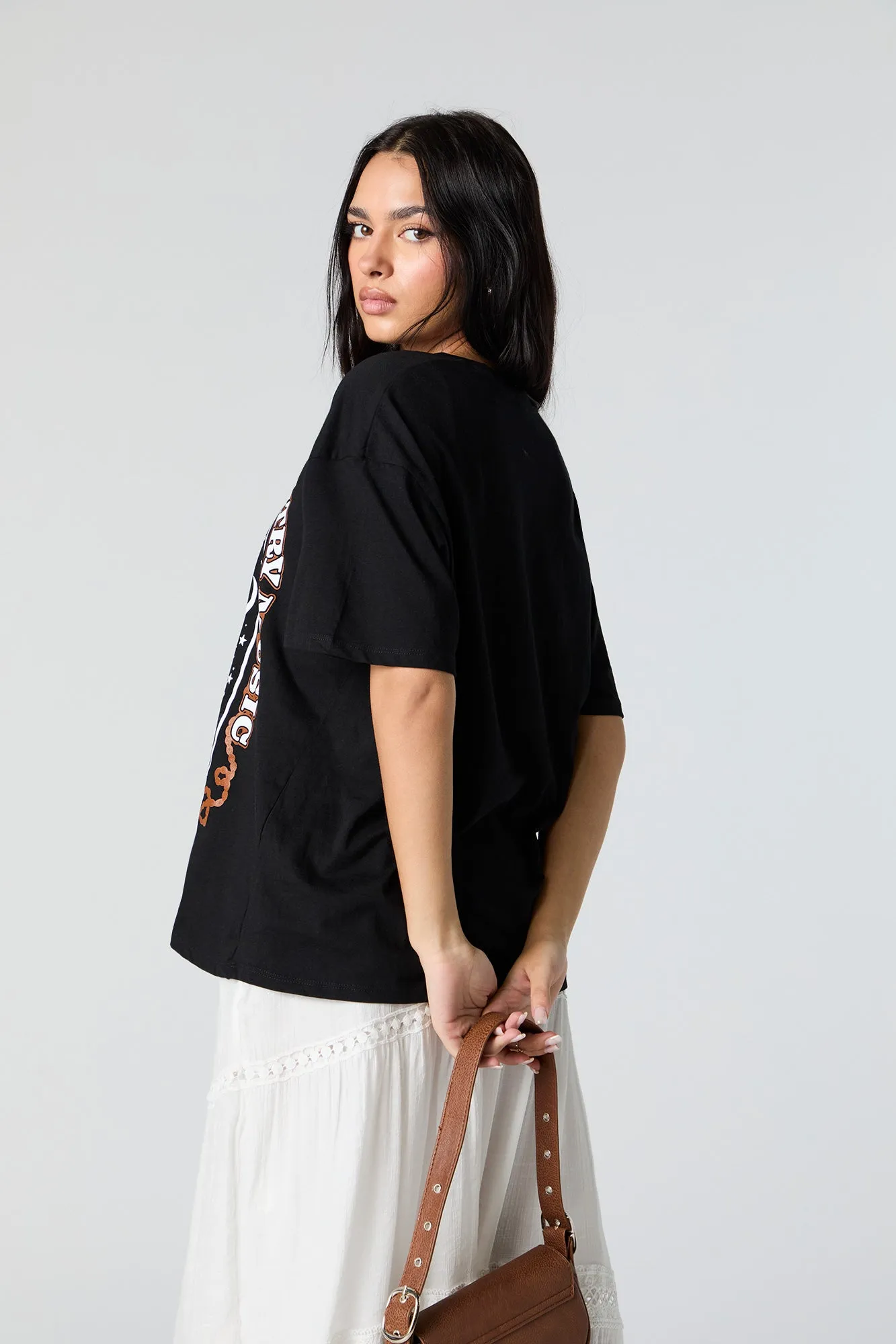 Boots and Hearts Cowboy Boots Graphic Boyfriend T-Shirt sold by Urban Planet product image thumbnail 3