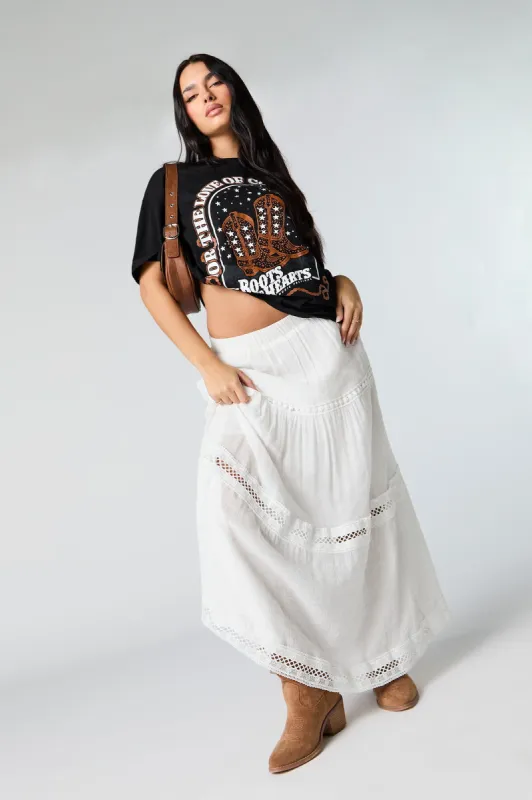 Boots & Hearts Cowboy Boots Graphic Boyfriend T-Shirt sold by Urban Planet