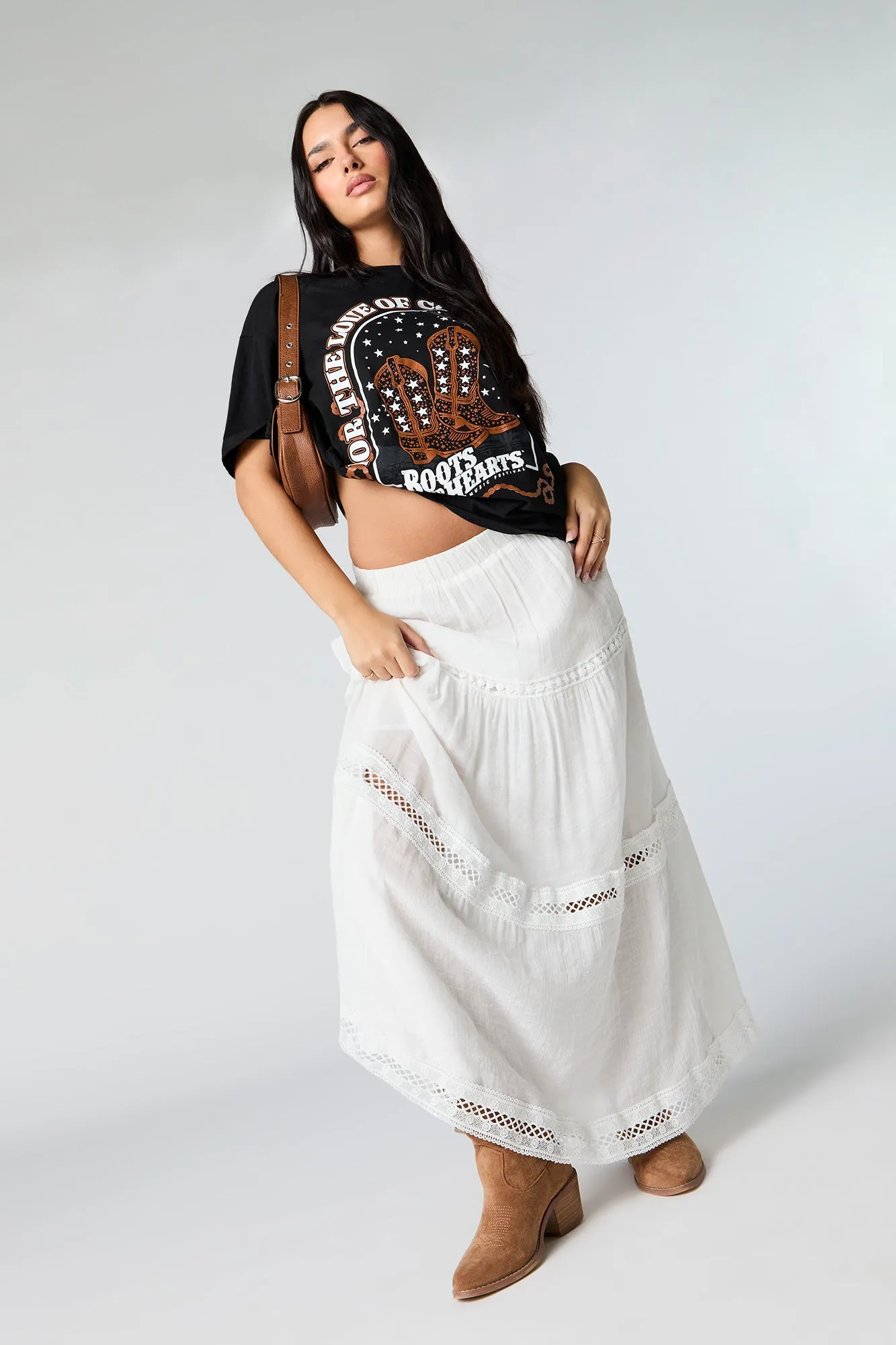 Boots and Hearts Cowboy Boots Graphic Boyfriend T-Shirt sold by Urban Planet product image thumbnail 2