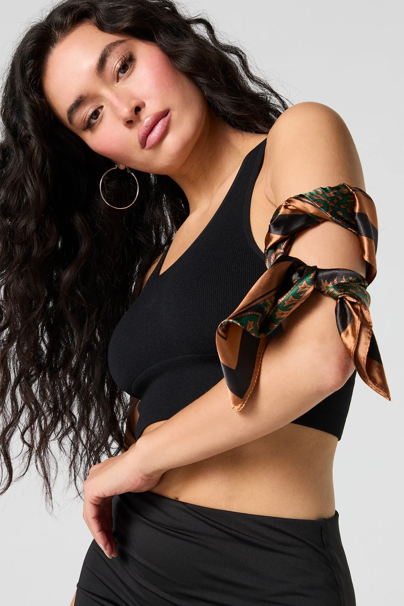 Floral Paisley Print Satin Multiway Scarf sold by Urban Planet product image thumbnail 4