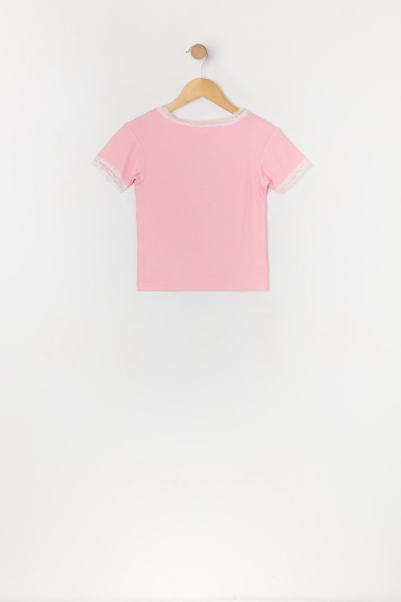 Girls Rhinestone Butterfly Lace Trim T-Shirt sold by Urban Planet product image thumbnail 2