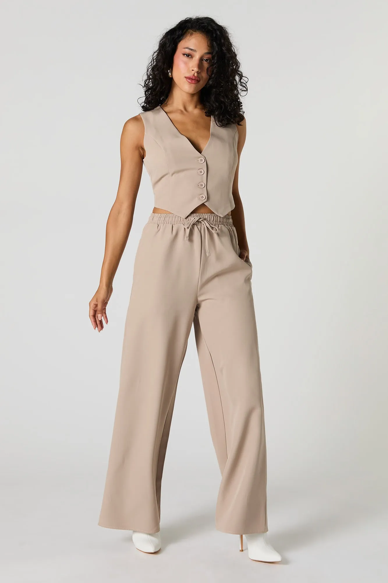 Pantalon habillé à jambe large et taille coulissante sold by Urban Planet product image thumbnail 4