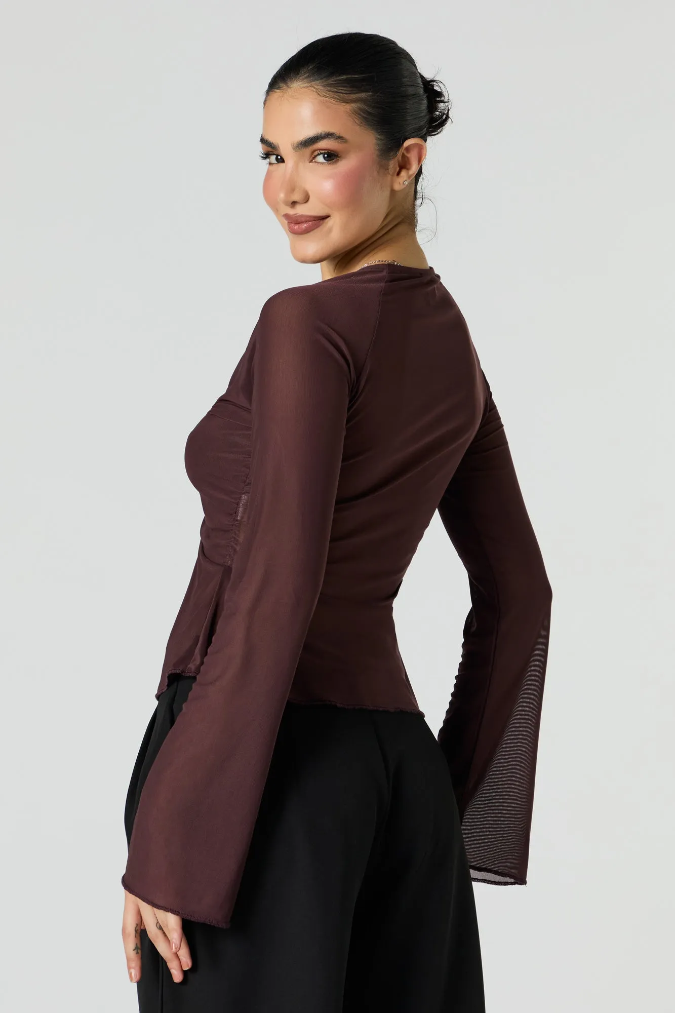 Mesh Lace Up Flyaway Top sold by Urban Planet product image thumbnail 2