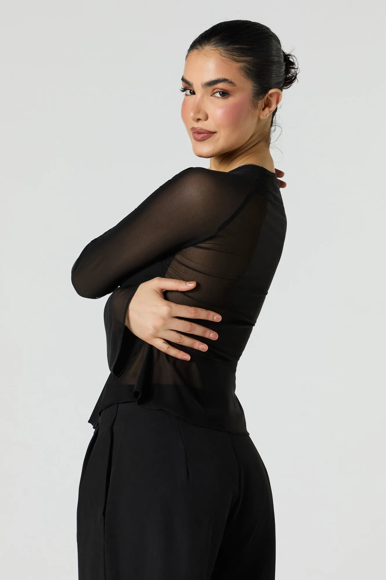 Mesh Lace Up Flyaway Top sold by Urban Planet product image thumbnail 5