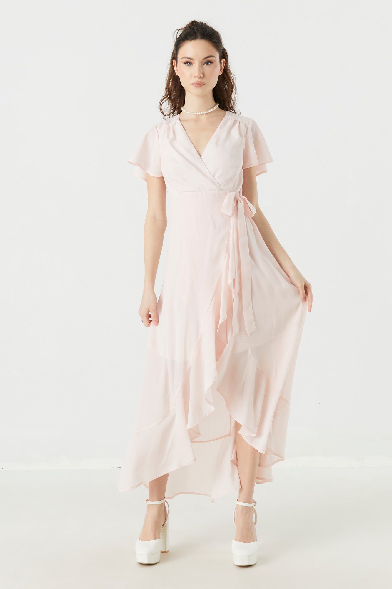 Robe fourreau maxi en chiffon à surplis sold by Urban Planet product image thumbnail 7