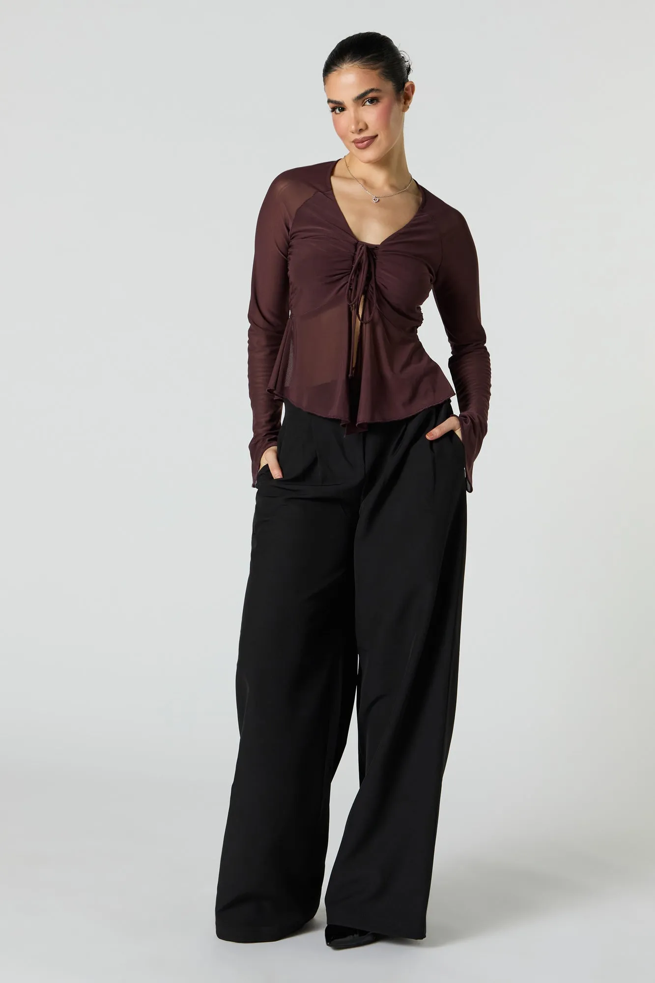 Mesh Lace Up Flyaway Top sold by Urban Planet product image thumbnail 3