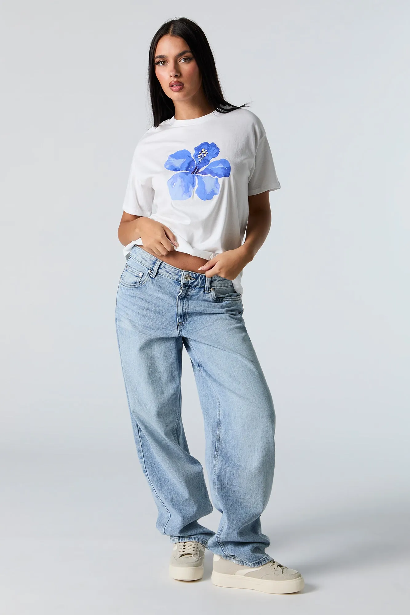 Hibiscus Graphic Boyfriend T-Shirt sold by Urban Planet product image thumbnail 2