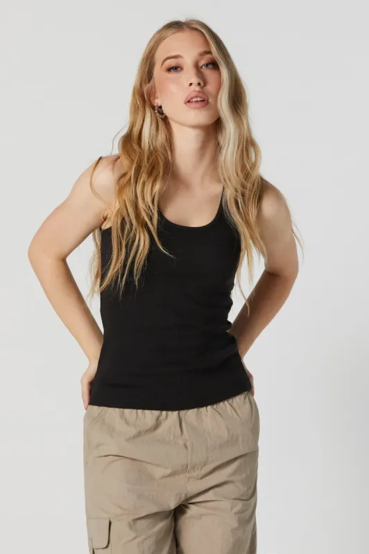Ribbed Scoop Neck Tank sold by Urban Planet