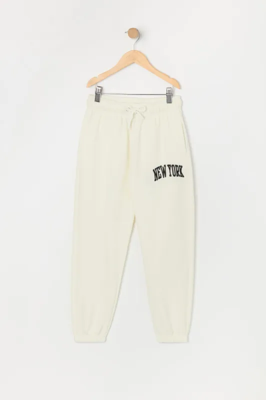 Jogger en molleton avec motif brodé New York pour fille sold by Urban Planet