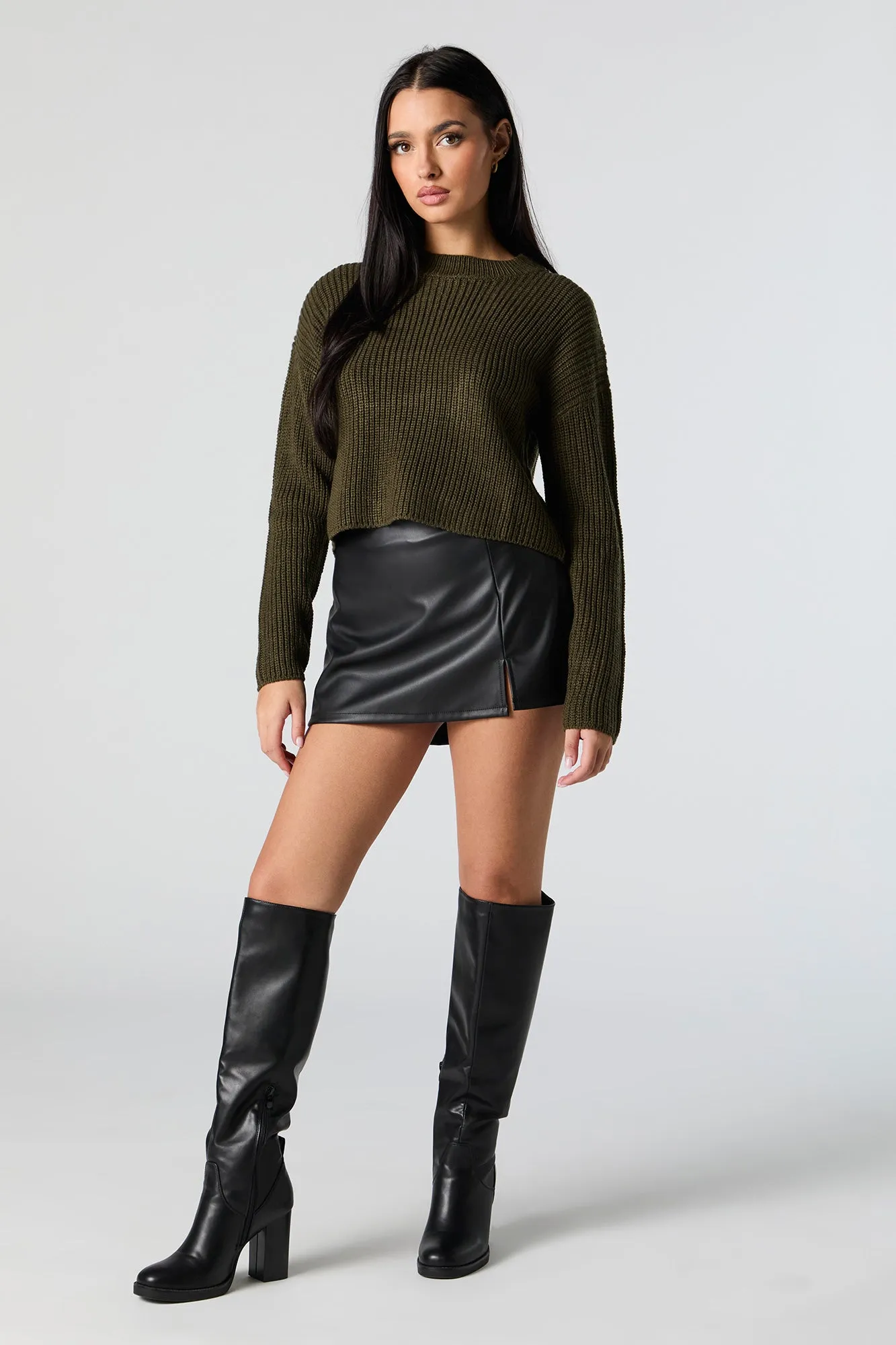 Ribbed Knit Crewneck Skimmer Sweater sold by Urban Planet product image thumbnail 3