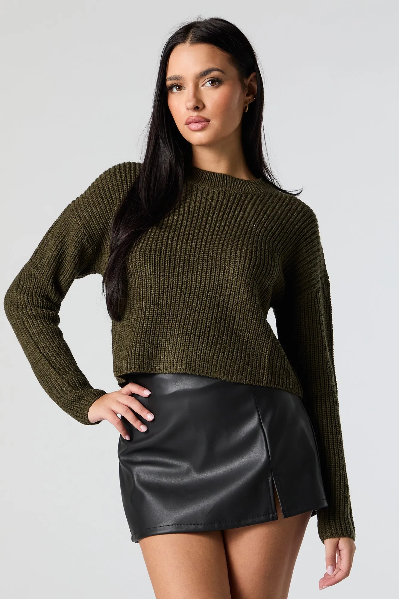 Ribbed Knit Crewneck Skimmer Sweater sold by Urban Planet
