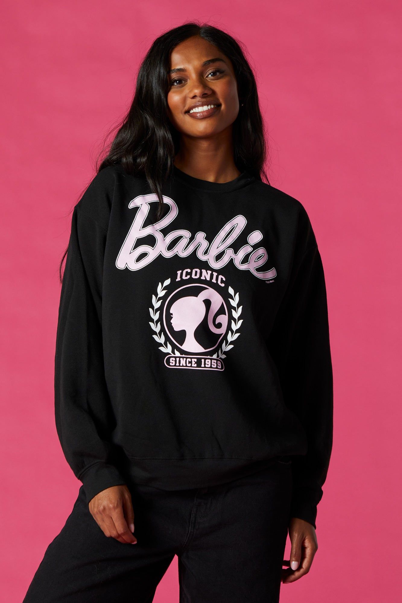 Barbie™ Black Graphic Fleece Sweatshirt sold by Urban Planet