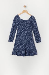 Robe de style laitière fleurie bleue à manches longues pour fille sold by Urban Planet