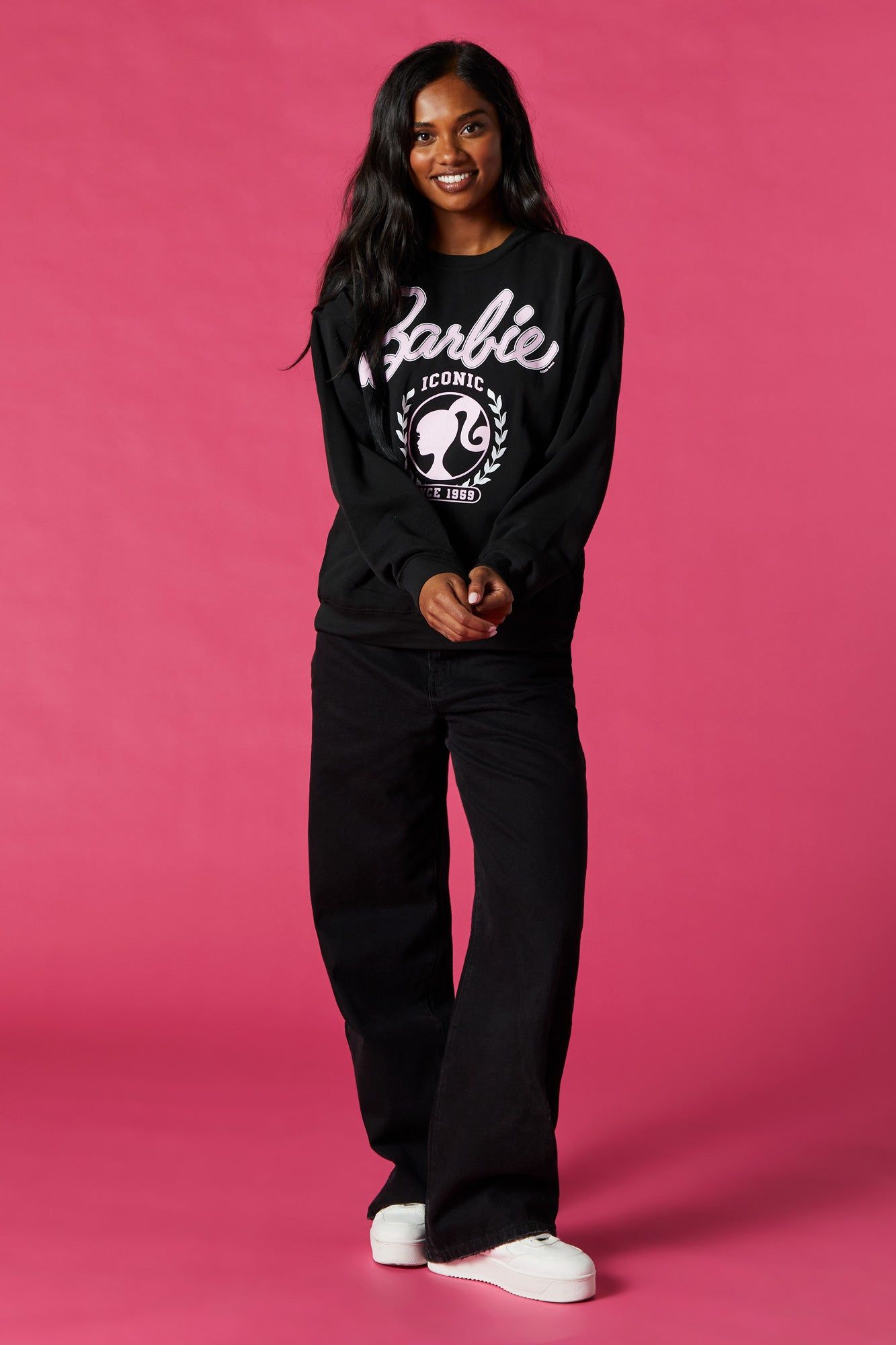 Barbie™ Black Graphic Fleece Sweatshirt sold by Urban Planet product image thumbnail 3