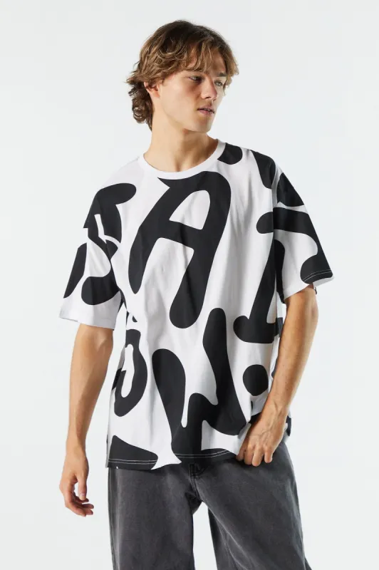 T-shirt ras du cou imprimé noir et blanc sold by Urban Planet