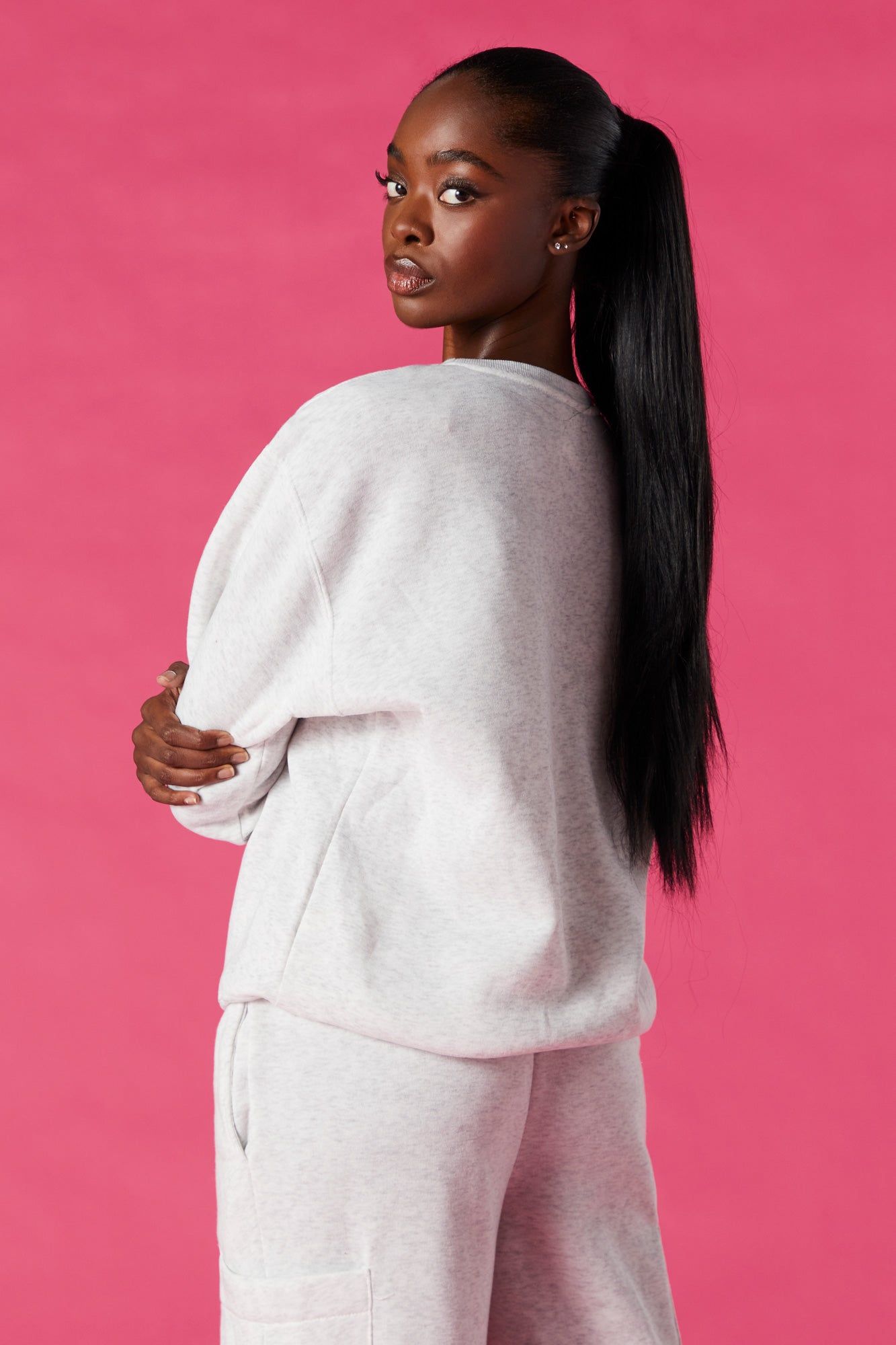 Barbie™ Light Grey Graphic Fleece Sweatshirt sold by Urban Planet product image thumbnail 2