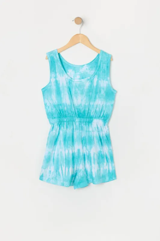 Girls Blue Tie Dye Print Romper sold by Urban Planet