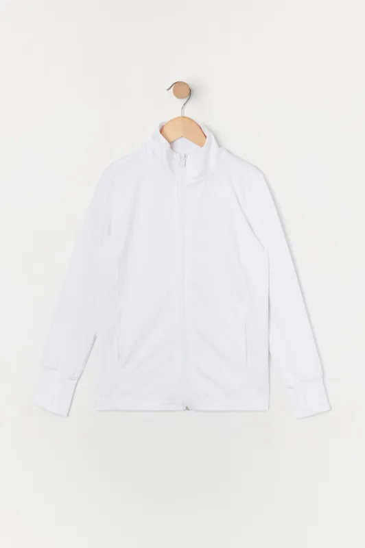Girls Active White Zip-Up Jacket sold by Urban Planet