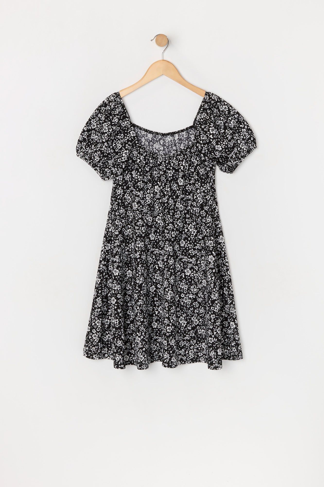 Girls Black Floral Milkmaid Dress sold by Urban Planet product image thumbnail 2