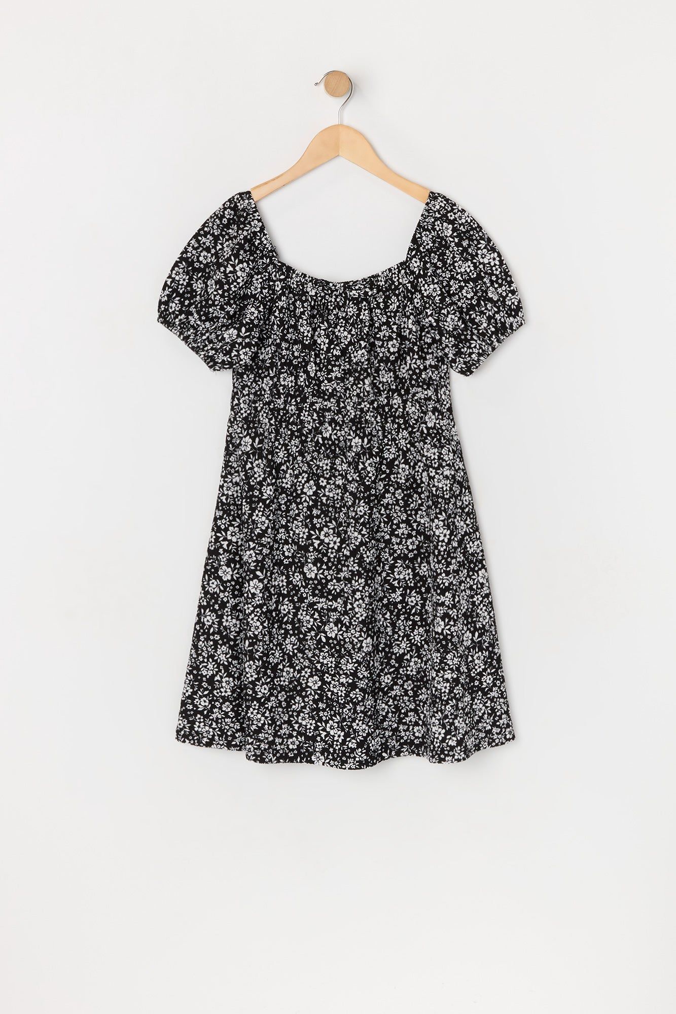 Girls Black Floral Milkmaid Dress sold by Urban Planet