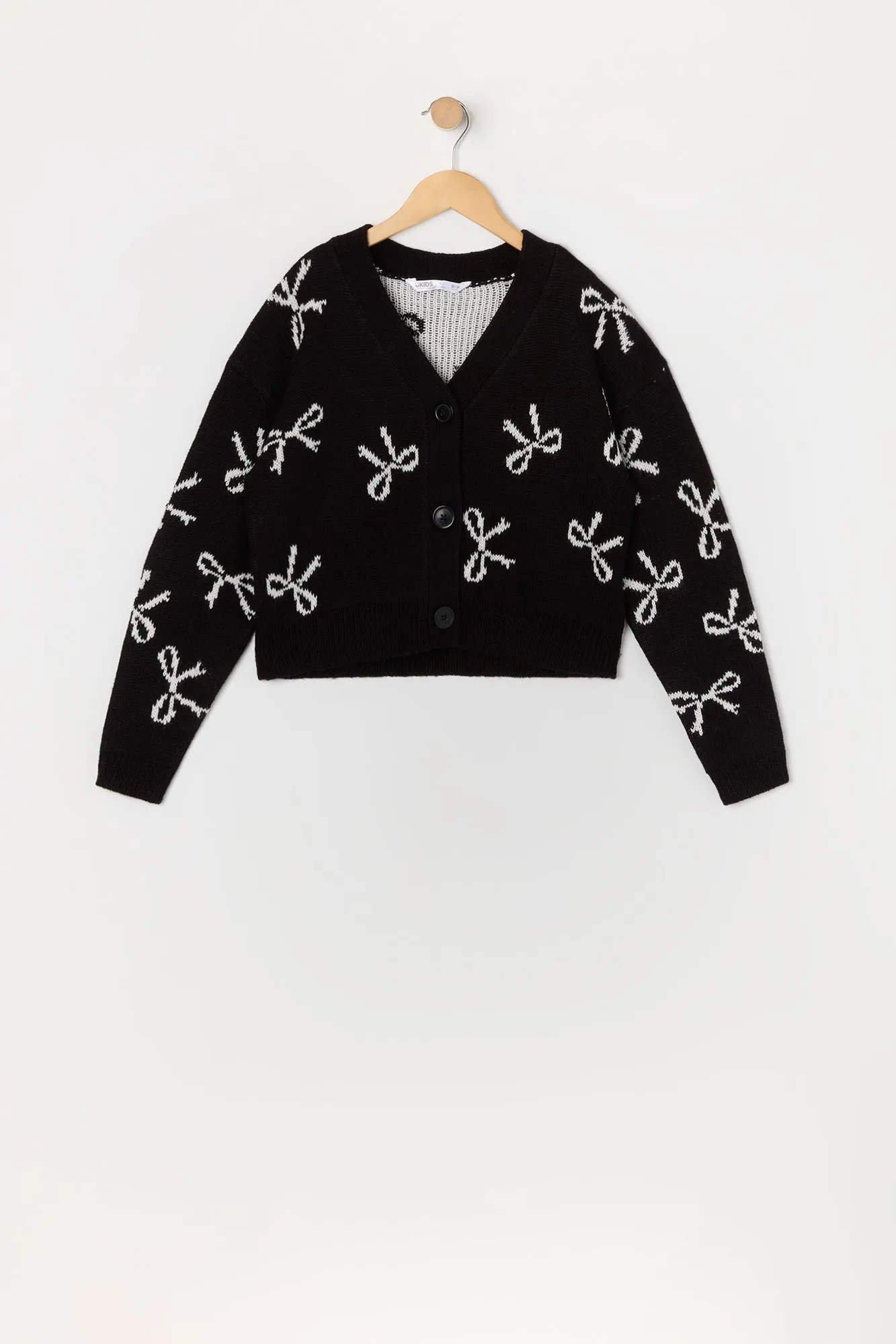 Girls Bow Knit Button-Up Sweater sold by Urban Planet