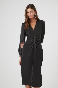 Satin Twist-Front Midi Dress sold by Urban Planet