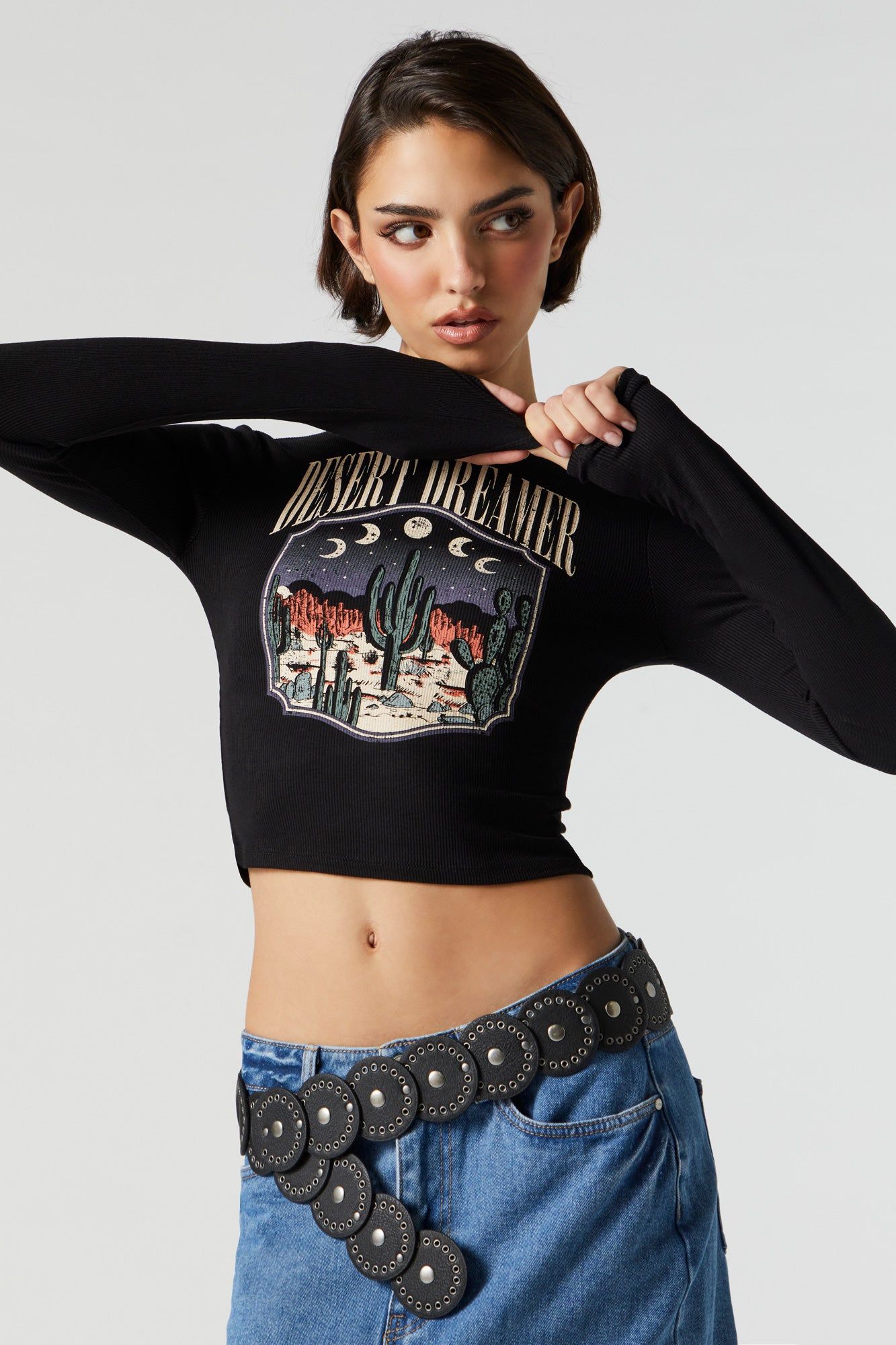 Ribbed Desert Dreamer Graphic Long Sleeve Top sold by Urban Planet
