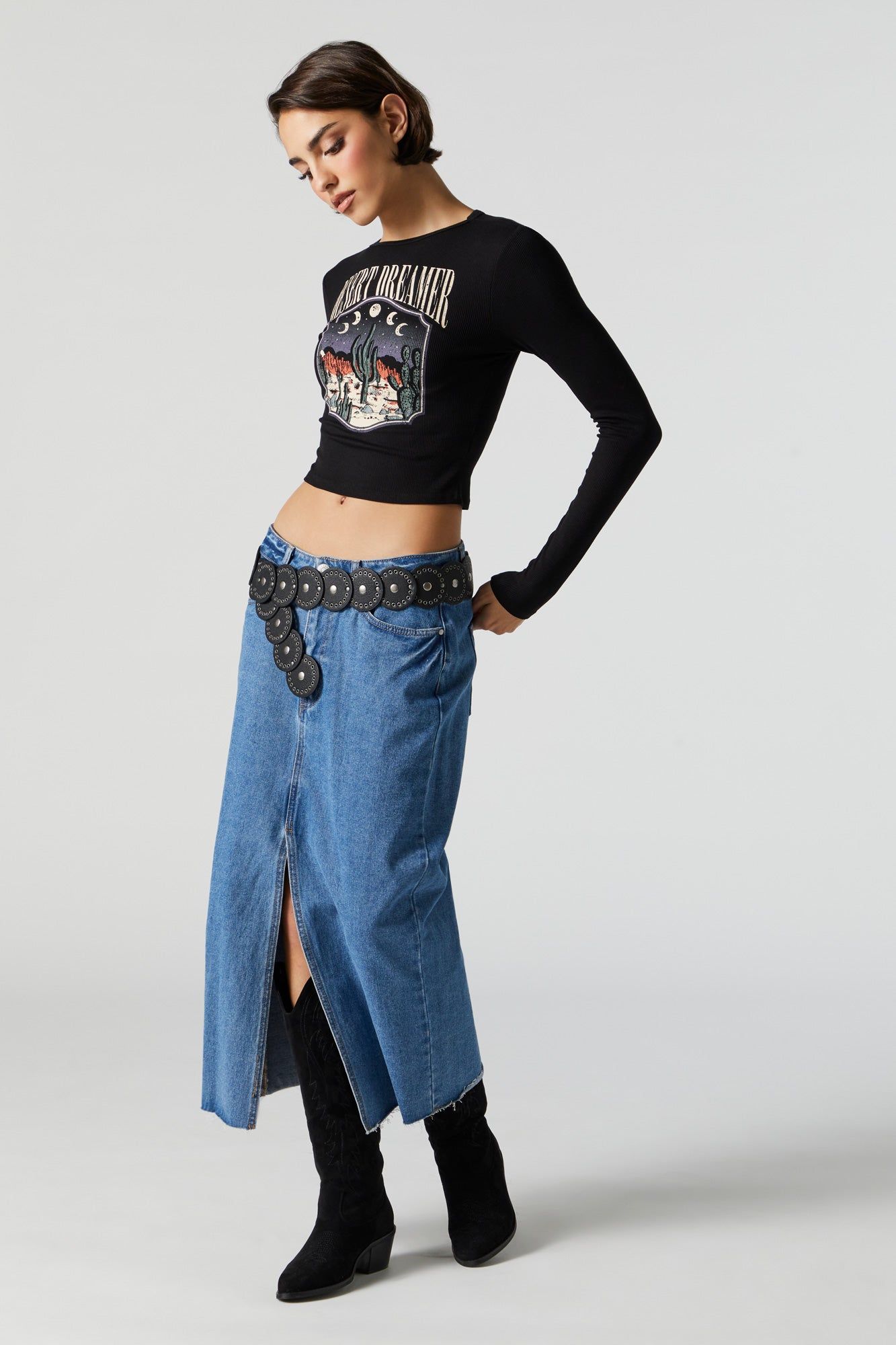 Ribbed Desert Dreamer Graphic Long Sleeve Top sold by Urban Planet product image thumbnail 3