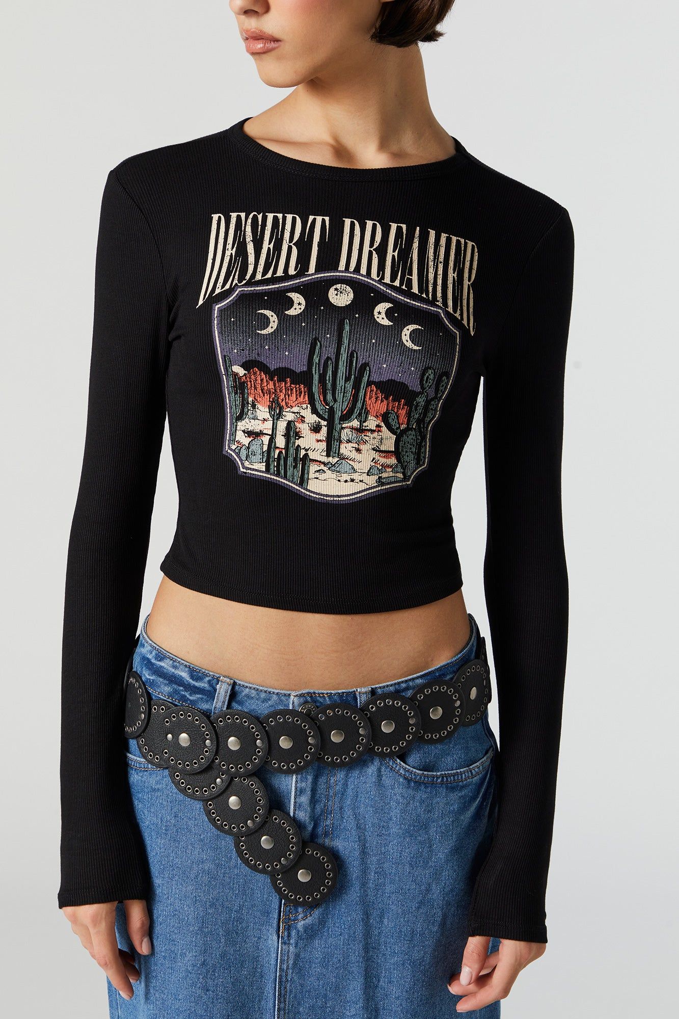 Ribbed Desert Dreamer Graphic Long Sleeve Top sold by Urban Planet product image thumbnail 2