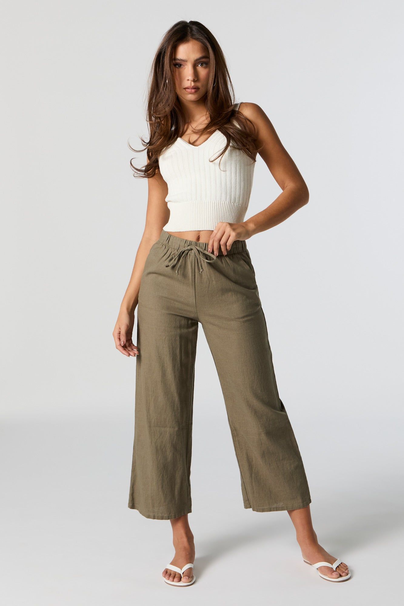 Linen Wide Leg Pant sold by Urban Planet