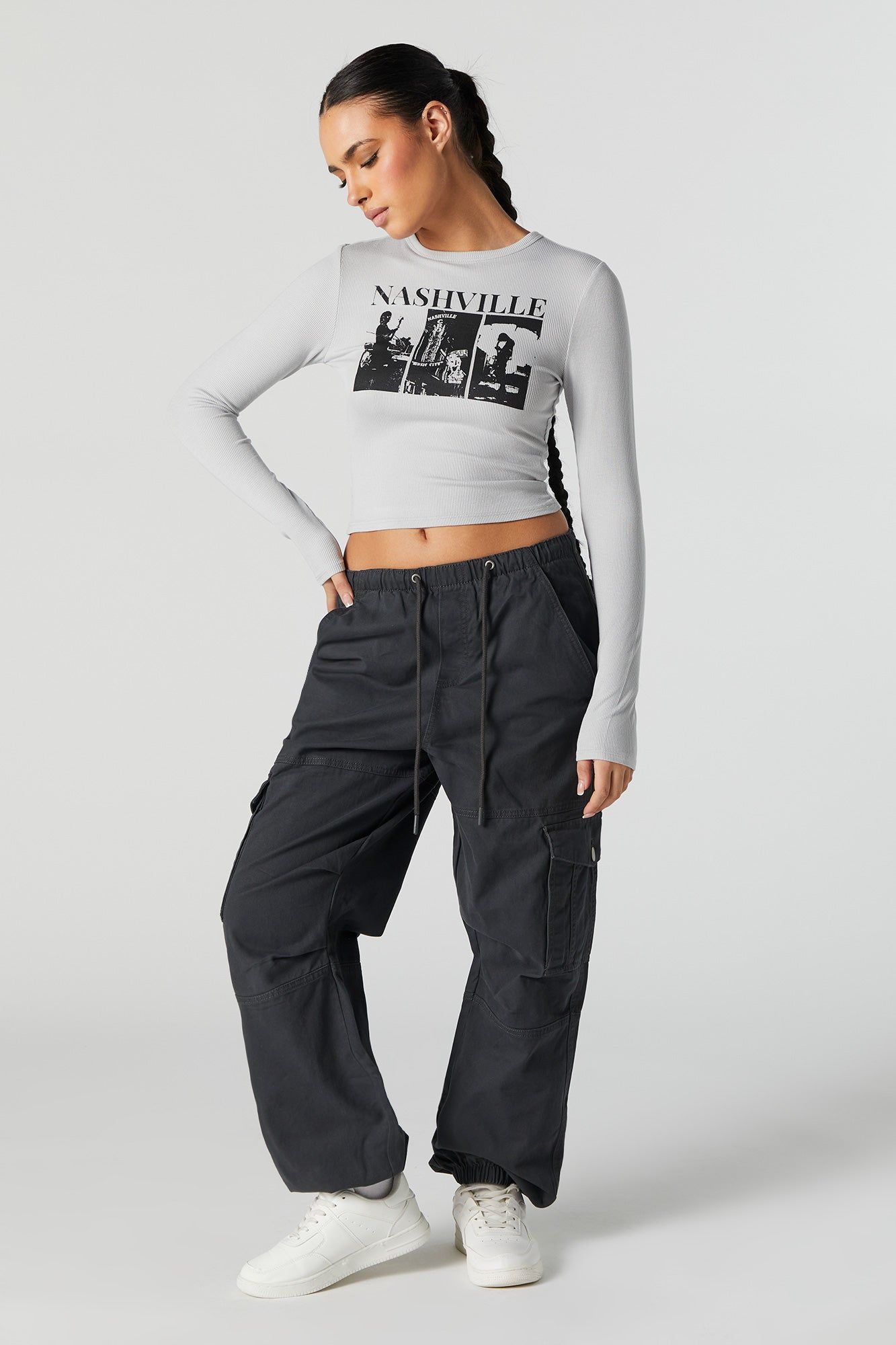 Nashville Graphic Long Sleeve Crop Top sold by Urban Planet product image thumbnail 3