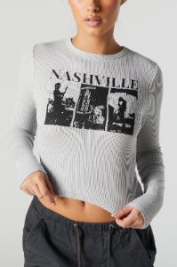 Nashville Graphic Long Sleeve Crop Top sold by Urban Planet