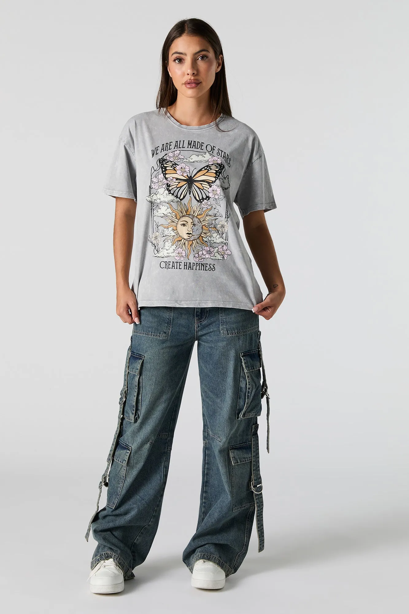 Made Of Stars Graphic Washed Boyfriend T-Shirt sold by Urban Planet product image thumbnail 3
