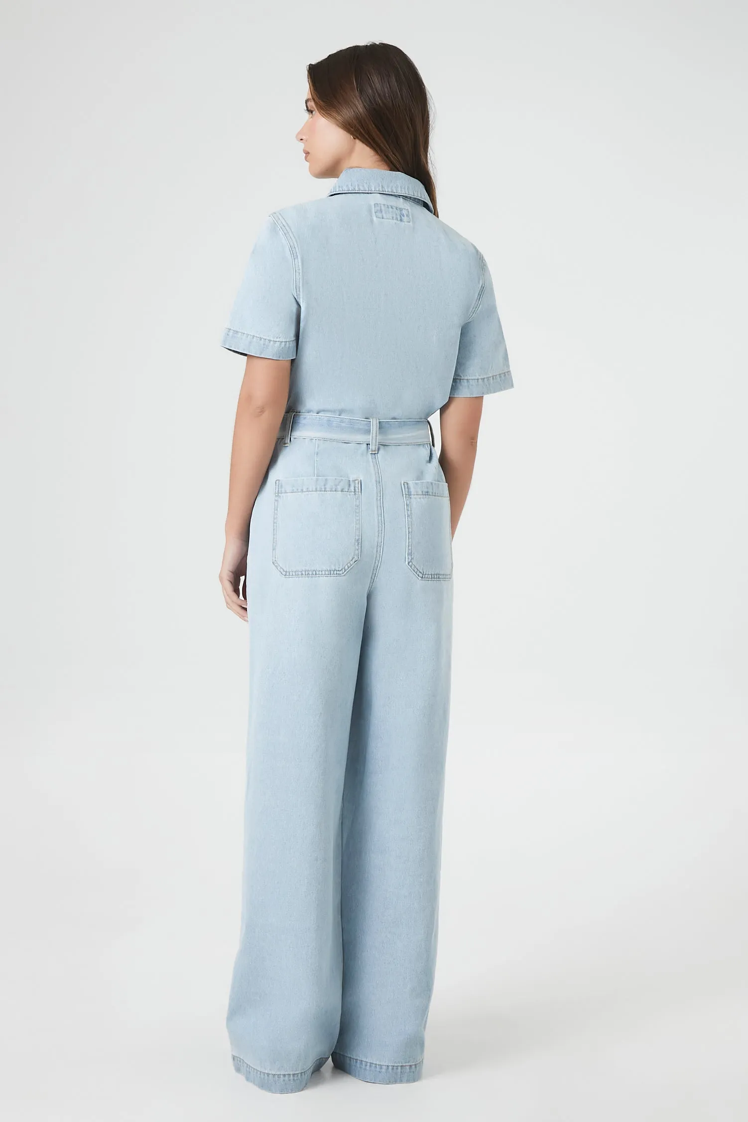 Zip-Up Wide Leg Denim Jumpsuit sold by Urban Planet product image thumbnail 3