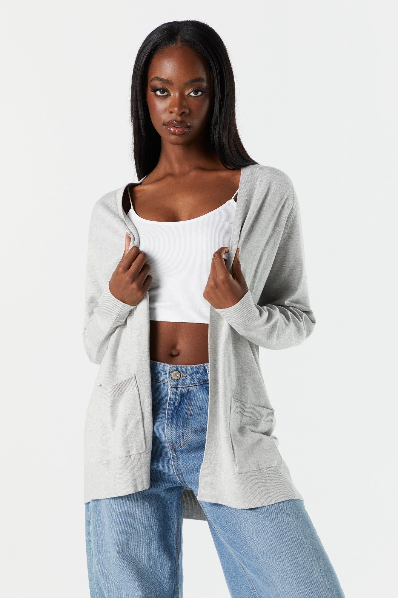 Open Front Pocket Knit Cardigan sold by Urban Planet product image thumbnail 4